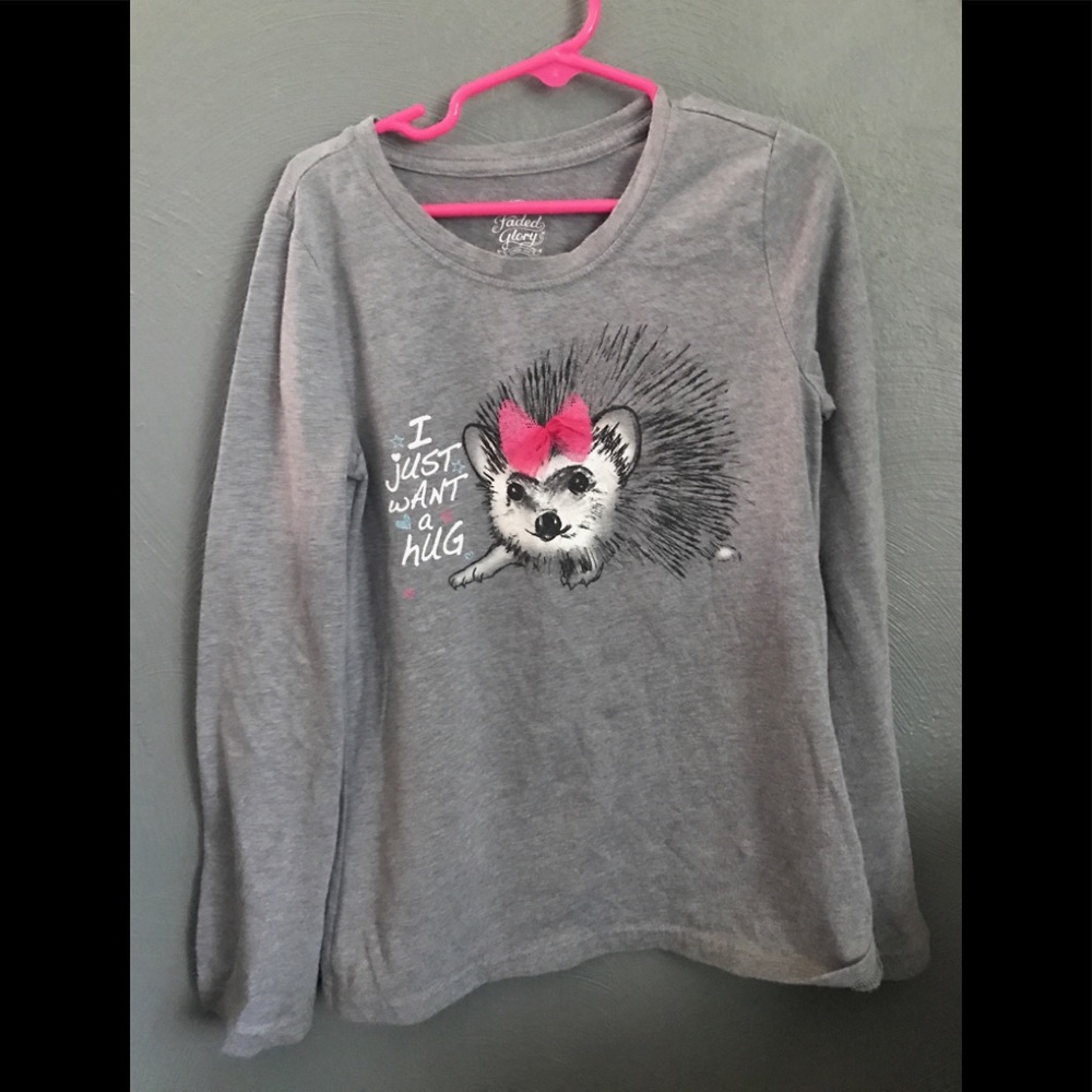 A gray long sleeve shirt
